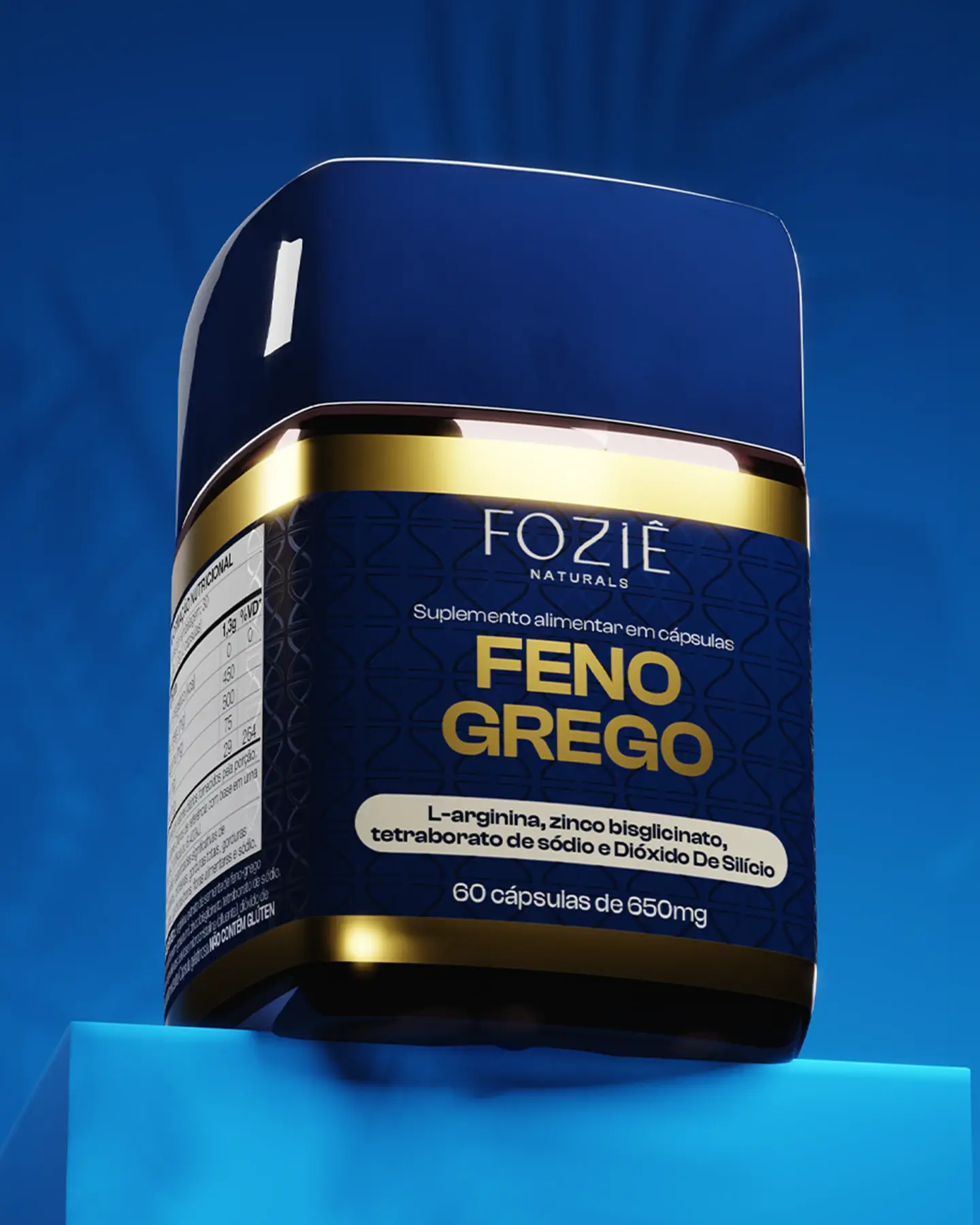 Suplemento de feno-grego Foziê, pote com 60 cápsulas